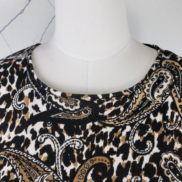 Charter Club Luxury Pima Cotton Black Tan Paisley Top, M - Picture 3 of 8